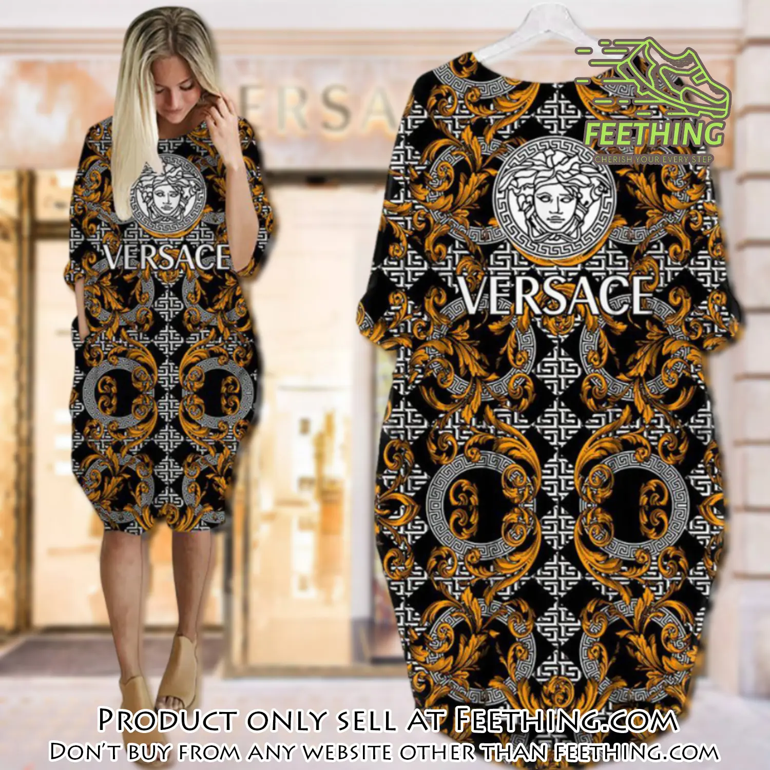 Gianni versace black batwing pocket dress luxury brand for women pd084 ft4835138